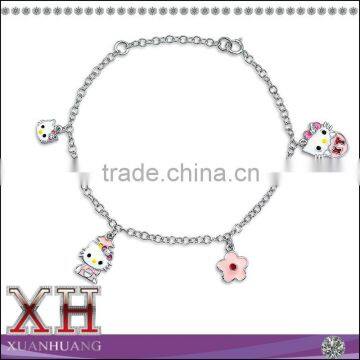 Wholesale Kids Jewelry 925 Sterling Silver Kitty Bracelet for Girls