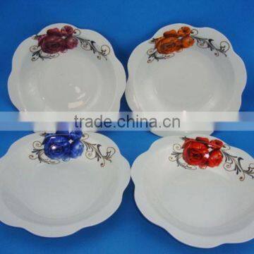 New design ceramic plate with Lotus Leaf-shaped,ceramic cut edge,white porcelain soup plate