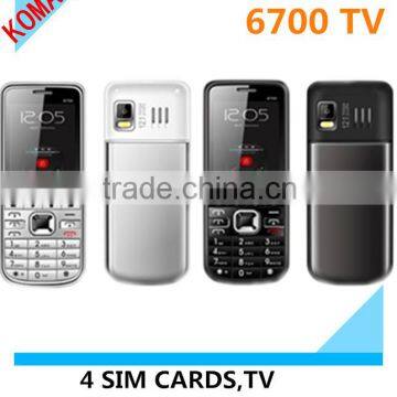 KOMAY drop shipping OEM 6700 cell phone Quad-band dual sim dual standby MP3/MP4 FM Bluetooth mobile phone cheap cellphone