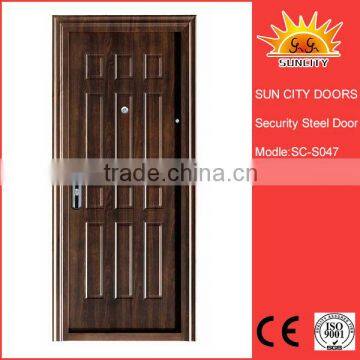 SC-S047 180 Degree Visible Hinged Exterior Steel Doors,Dark Walnut Doors