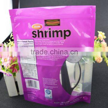 food packing vacuum stand up pouch / pink printing food grade lamination zipper plastic bag