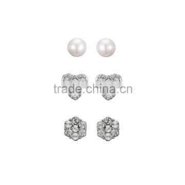 Fake Pearl Heart Shape Hot Sale South Africa Micro Pave Setting Stud Earring