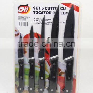 kitchen wooden cutting board with 5pc knife set                        
                                                Quality Choice