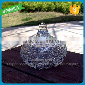 Elegant Decorative Glass Bowl With Lid Clear Glass Sugar Bowl