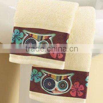 100% cotton Owl Friend Embroidery Fingertip Towel