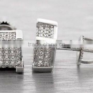 sterling silver earrings cz screw back