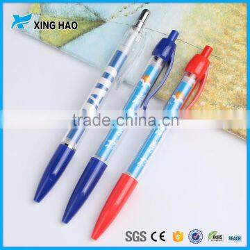 Top quality customized pull out banner pen click action plastic ballpoint pen