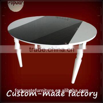 Awesome glass top metal frame round extendable dinging table