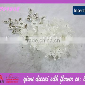 Lace and Mesh Flower with Rhinestone Charms Wedding Accessories