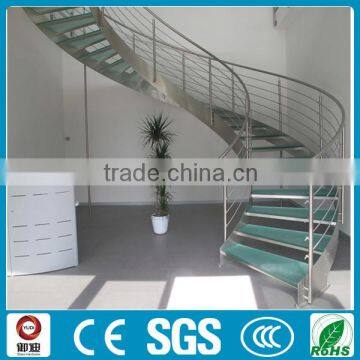 New arrival modern stainless steel glass curved staircase design