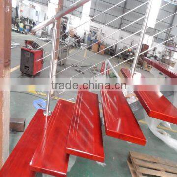 Cheap Price Modern Indoor House Straight Steel Wood Staircase photo-2