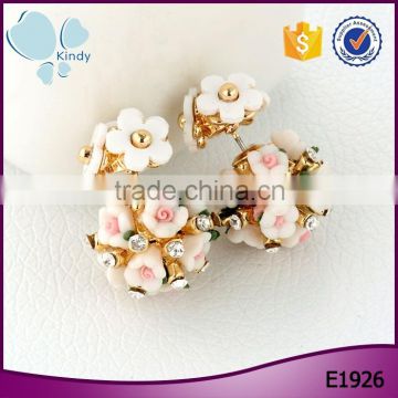 Hot Korean fashion jewelry small flowers double sided pearl earring