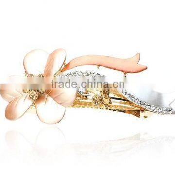 fashionable flower shape alloy enamel crystal hair clip