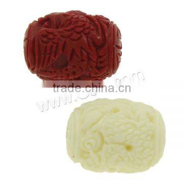 synthetic drum carved red coral beads for jewelry design