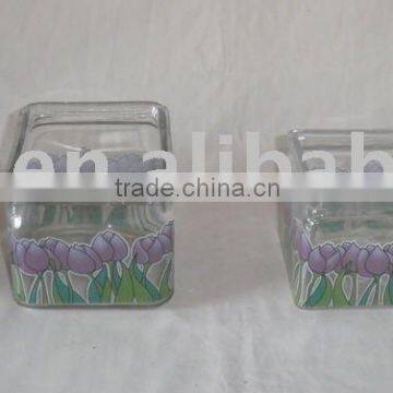 flower pot, square vase. glass pot