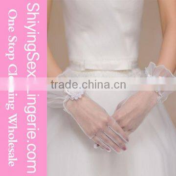 Custom design Off White Sheer Tulle Wrist Length Gloves fingerless lace bridal gloves