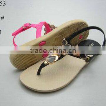 Flat pcu sandal shoes for lady