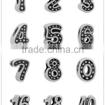 15 Styles Number Character Vintage Tone 316L Stainless Steel European Charm Beads DIY Fashion Jewelry Accessories SEB-LG510