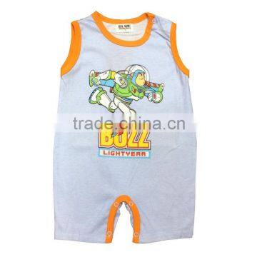 Summer infant clothing round neck sleeveless baby rompers cartoon print baby onesie