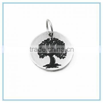 Tree Silhouette Disc Stainless Steel Necklace