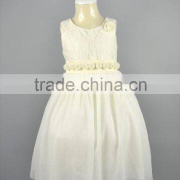 Baby Girls Ivory Communion Bridal Wedding Party Lace Dress Kids Wear Bridesmaid Flower Waist Collar Dress photo-2