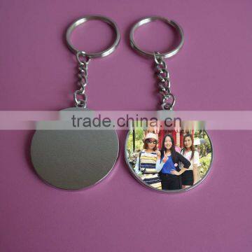 silver round custom travel picture printing metal key holder