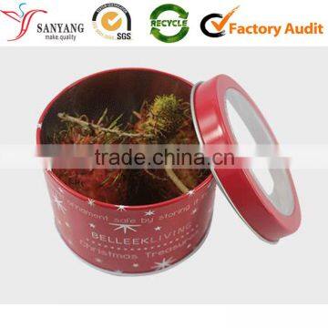 China wholesale round cylinder window metal tin canister for fruit                        
                                                                                Supplier's Choice