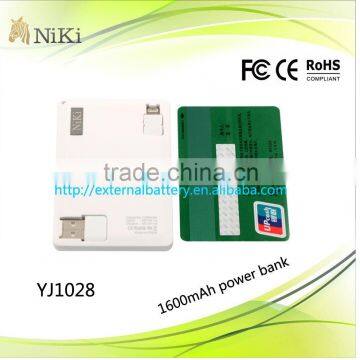 Portable Credit Card Power Bank 1500mAh Power Bank Factory Price with Voltage Protect