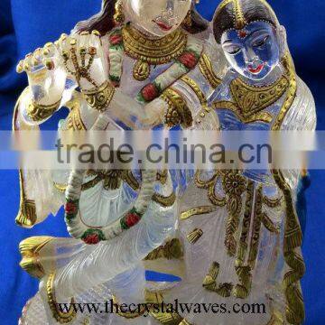 Exclusive Crystal Quartz / Sfatik Hand Carved Radha Ji & Krishna Ji