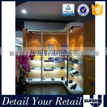 Tailor made Wall mounted Modern wooden shoe store display racks