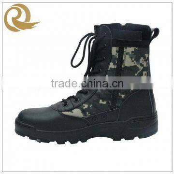 New style leather camouflage military combat boots with zipper
