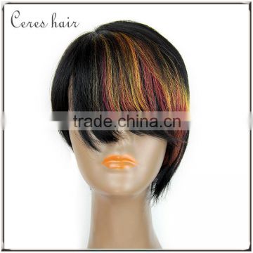 100% Brazilian hair wig mono cap dreadlock silky bob short colorful hair wig full cap 1B/30/BUG