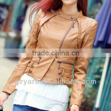 2013 Fashion Casual Formal Yellow Leather Jackets Women