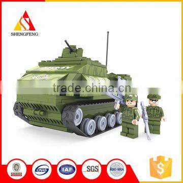 Promotional funny kids educational toys building block mini plastic tank toy