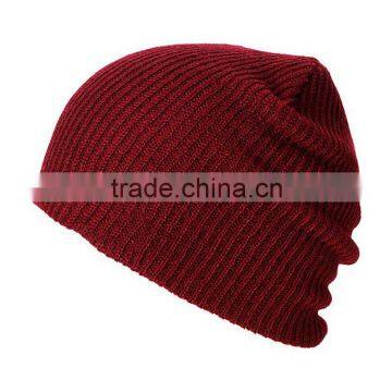 Plain Womens Red Cotton Kintted Winter Beanies Hats