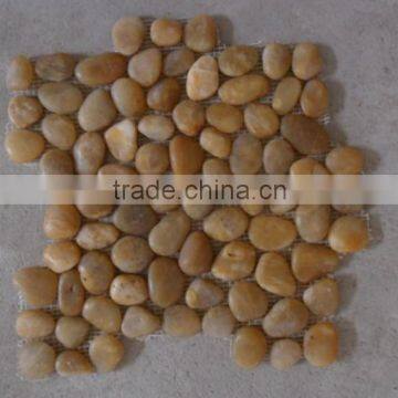 China yellow polished irregular pebble stone mosaic tile