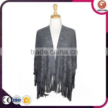 2016 New Fashionable Tassel Promotional Suede Poncho photo-4