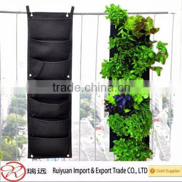 Wholesale 7 pocket black felt vertical planting bag,felt grow bag,nursery planting bag