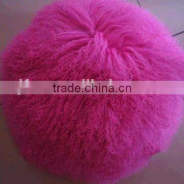 Dyed Color Round Wholesale Tibetan Mongolian Lamb Fur Pillow