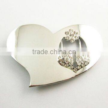 Decorative rhinestone heart accessories plastic shoe buckle