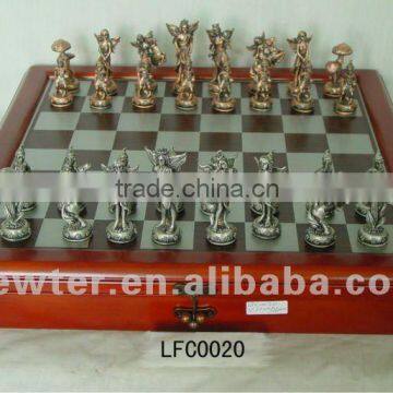 Personalized Wooden Board Metal Chess Set