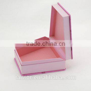 Custom Lovely Pink Hinged Rigid Paper Gift Box with Handle