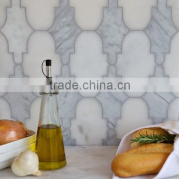 kitchen wall decoration natural stone design, round stone mosaic water jet marble