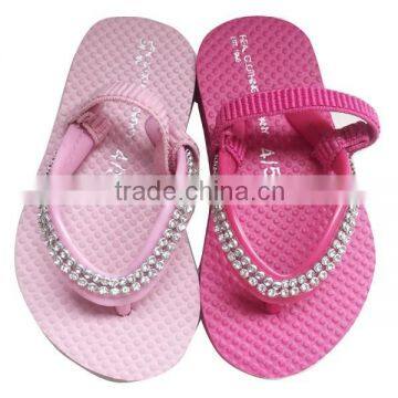 2015 shining jewel cute girls flip flop Fashion baby pink EVA flip flop