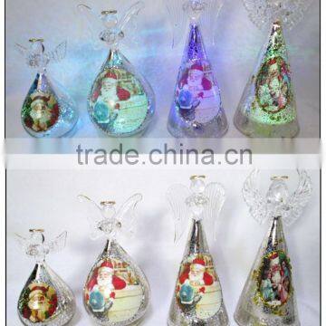 Chirstmas Hanging Glass Angel Bell with LED lights