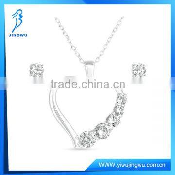 925 Sterling Silver Jewelry Set CZ Stone Earrings And Necklace