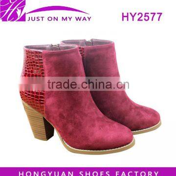 most popular ldaies splicing suede winter boot elegant ankle boots woman