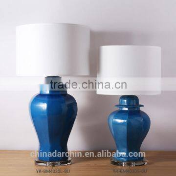 Decorative Ceramic Deep Blue Table Lamp Living Room Decoration