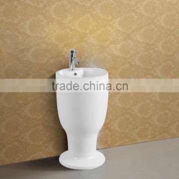 White Glazed Ceramic Washroom Pedestal Basin