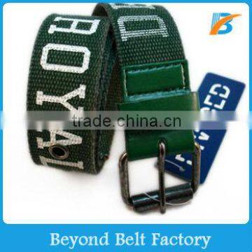 Men's Letter Print Polyester Canvas Belt with Metal Pin Buckle